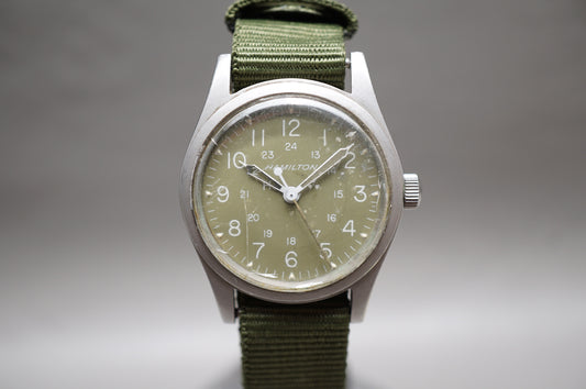 Vintage Hamilton Khaki Field H3 Olive Dial Handwound Mechanical Watch Original