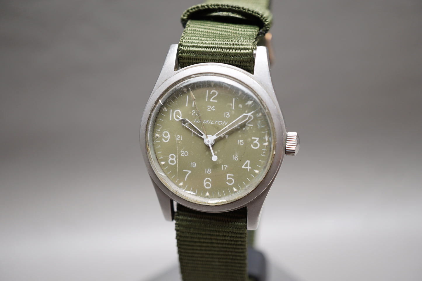Vintage Hamilton Khaki Field H3 Olive Dial Handwound Mechanical Watch Original