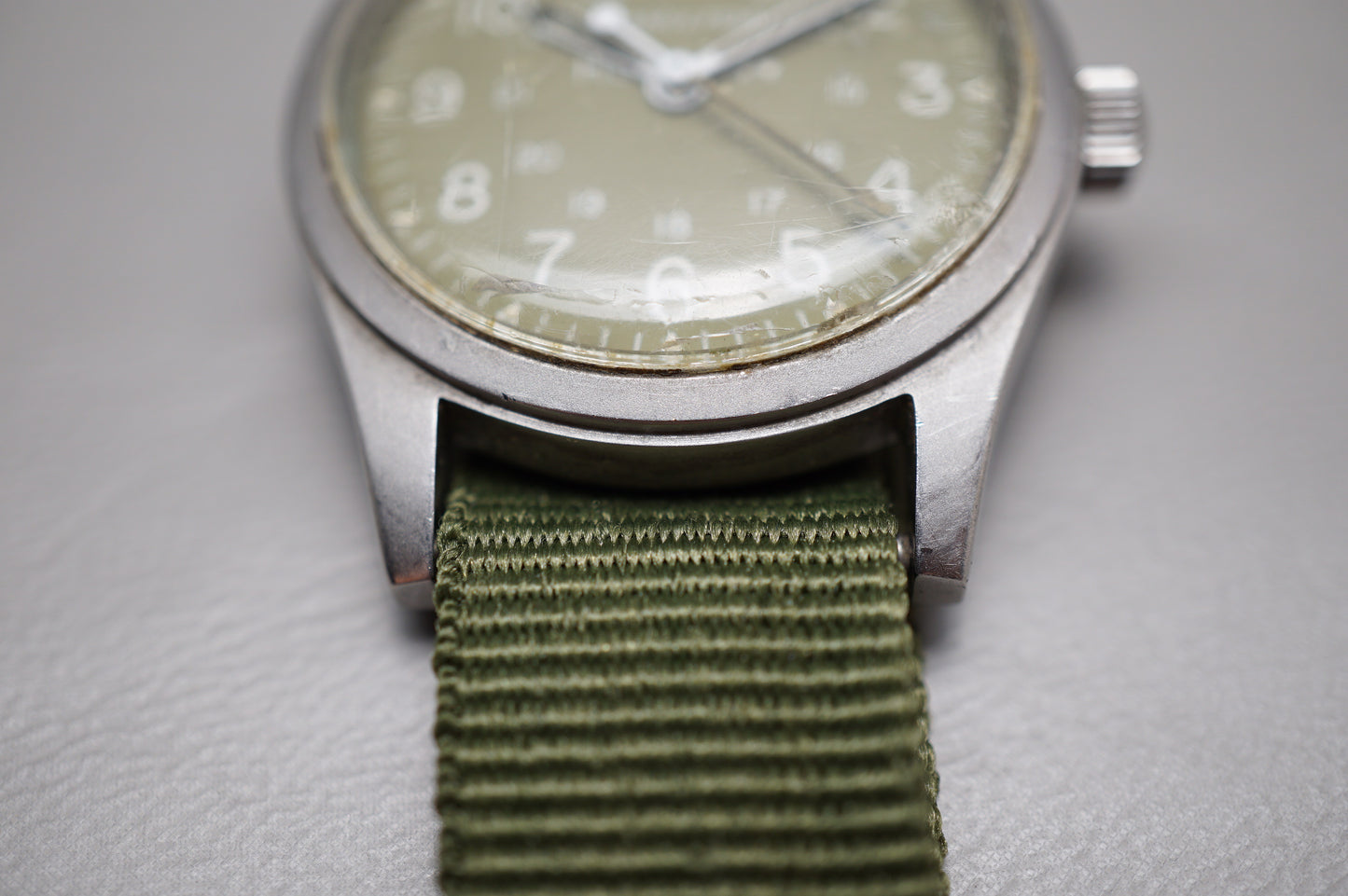 Vintage Hamilton Khaki Field H3 Olive Dial Handwound Mechanical Watch Original