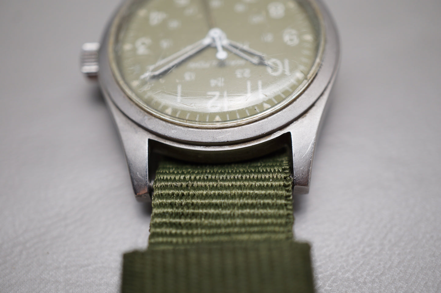 Vintage Hamilton Khaki Field H3 Olive Dial Handwound Mechanical Watch Original