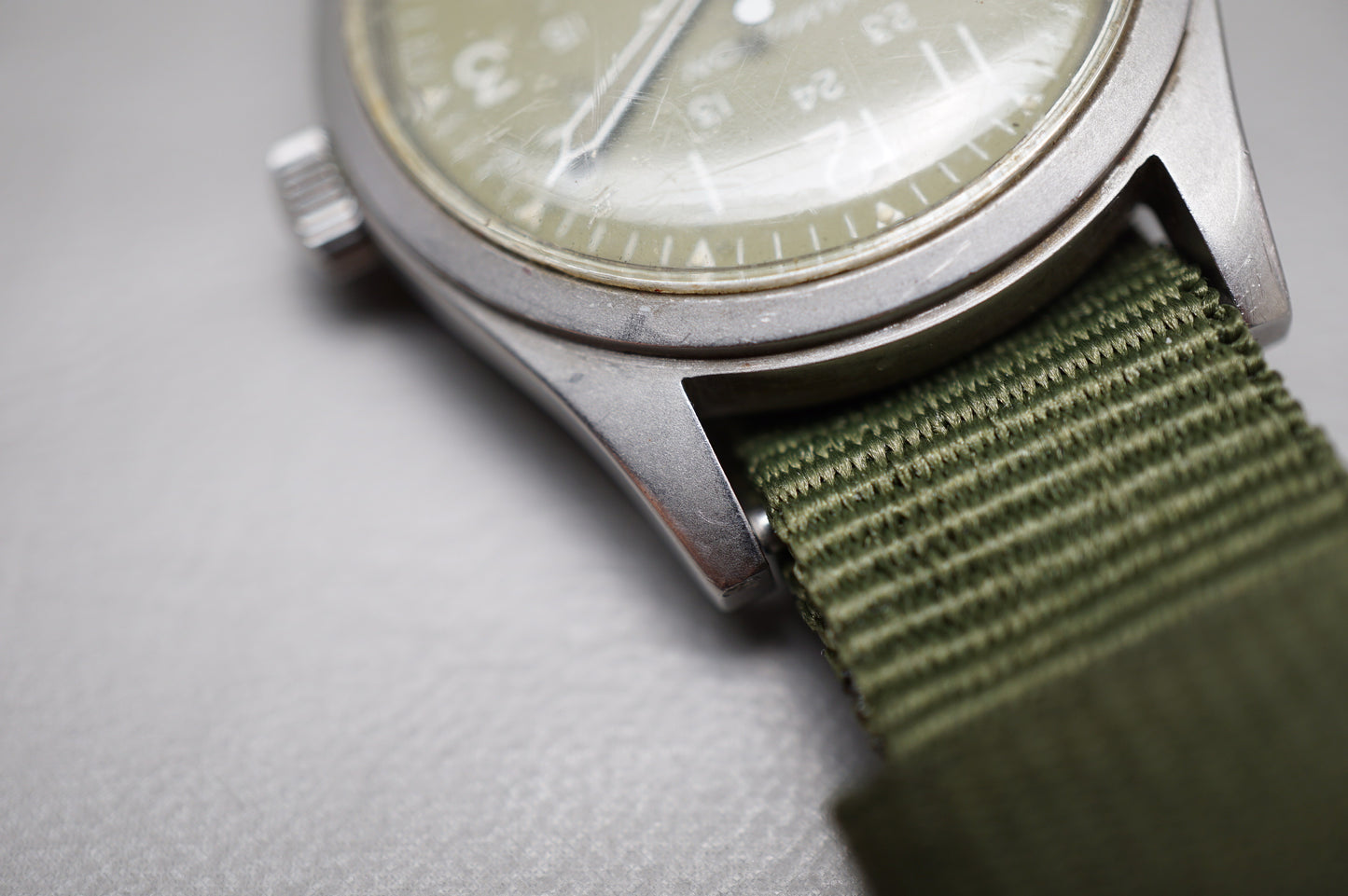 Vintage Hamilton Khaki Field H3 Olive Dial Handwound Mechanical Watch Original