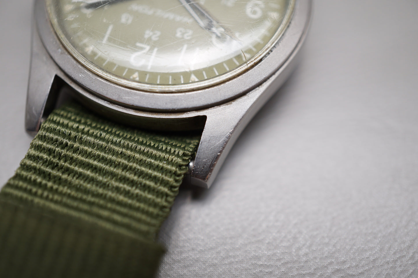Vintage Hamilton Khaki Field H3 Olive Dial Handwound Mechanical Watch Original