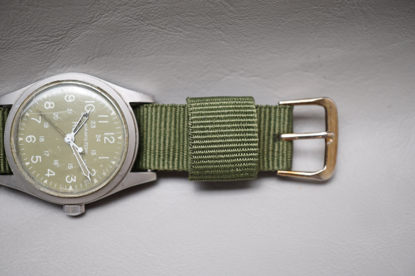 Vintage Hamilton Khaki Field H3 Olive Dial Handwound Mechanical Watch Original