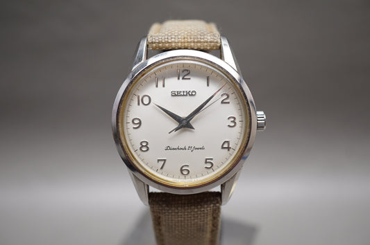 Vintage 1997 Seiko SCVG007 4S24 White Dial Handwound Mechanical Watch