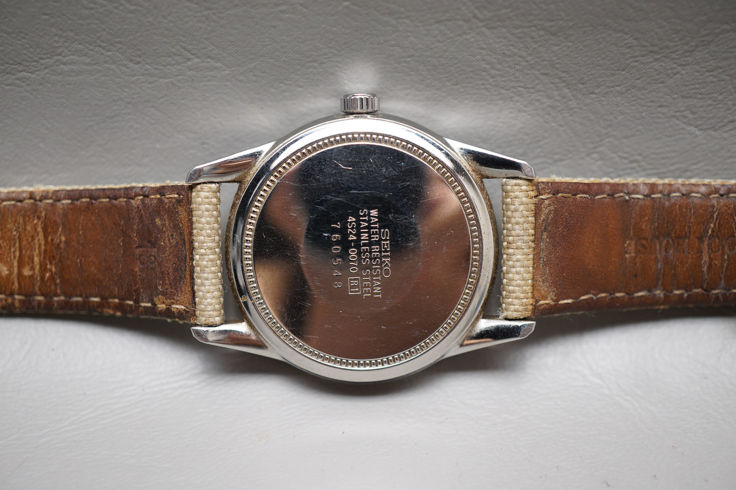 Vintage 1997 Seiko SCVG007 4S24 White Dial Handwound Mechanical Watch