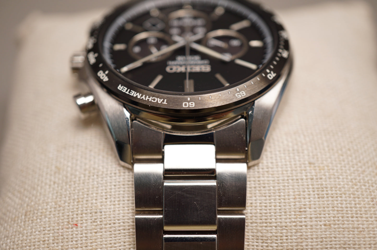 Seiko Selection SBPY167 V175 Solar Chronograph Black Dial Quartz Watch
