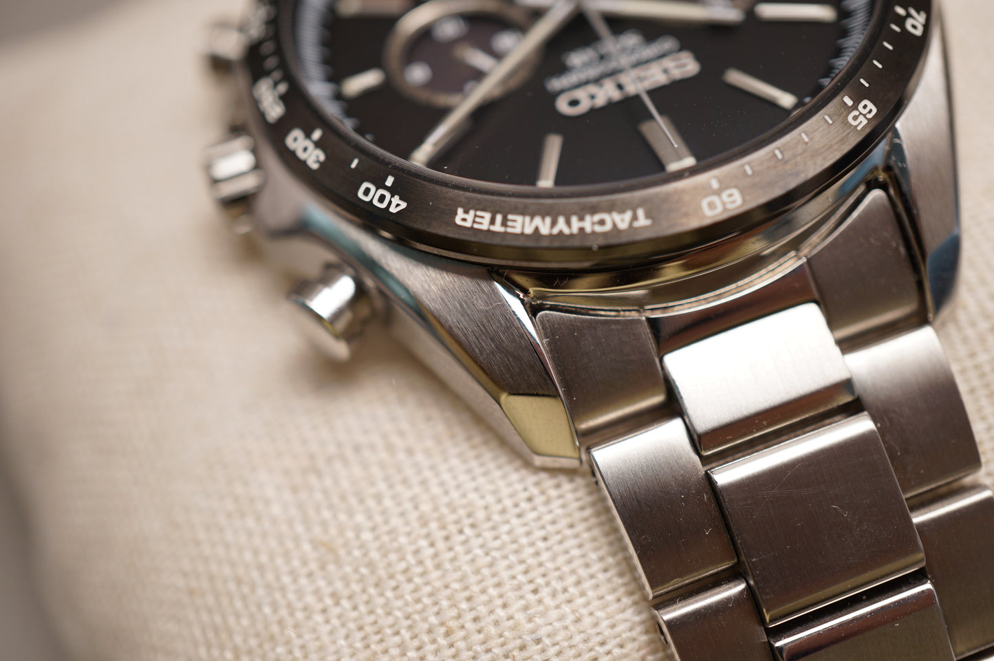 Seiko Selection SBPY167 V175 Solar Chronograph Black Dial Quartz Watch