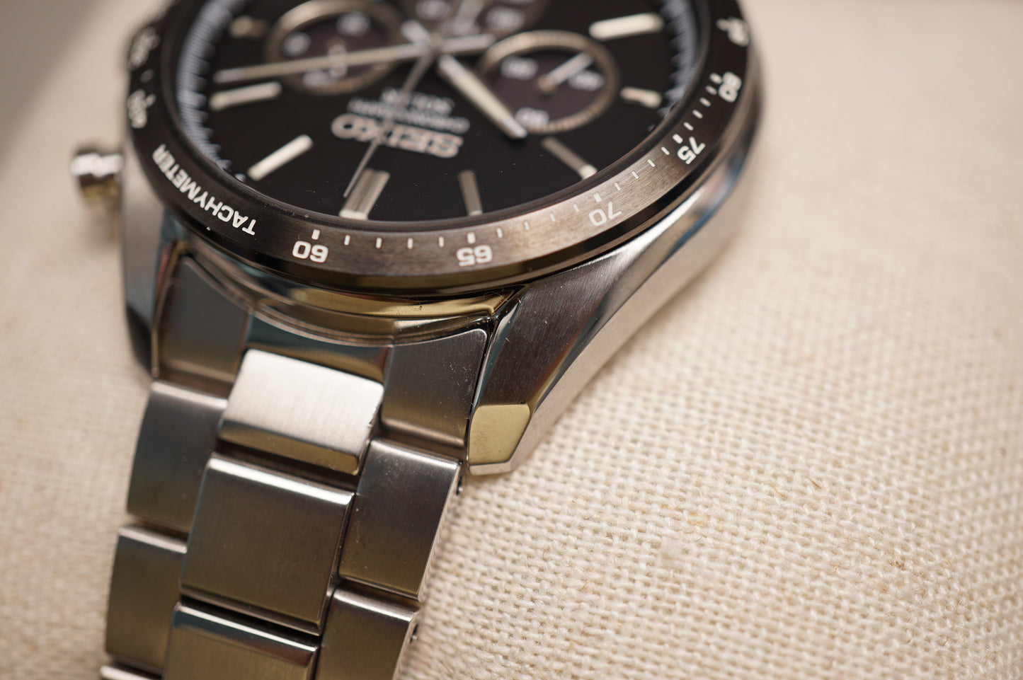 Seiko Selection SBPY167 V175 Solar Chronograph Black Dial Quartz Watch