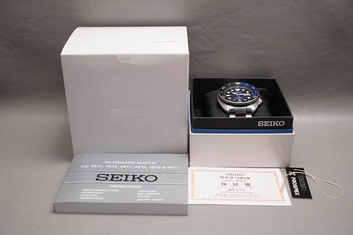 Seiko Prospex SRPC25K1 4R36 Black Blue Dial Turtle Automatic Watch