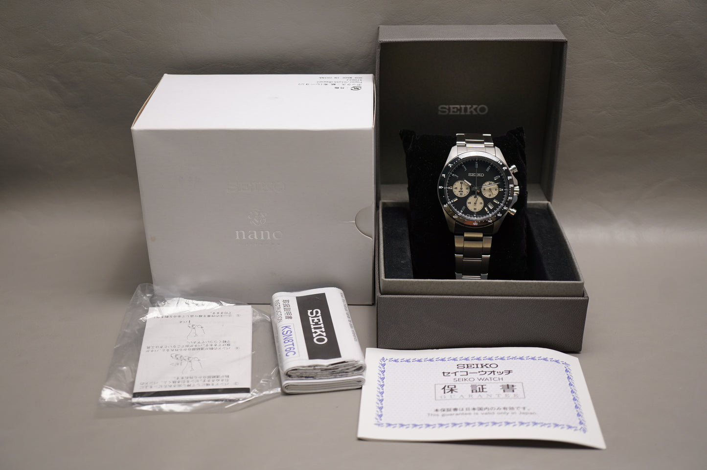 Seiko SZSJ012 8T63 Nano Universe Reverse Panda Quartz Chronograph Watch JDM