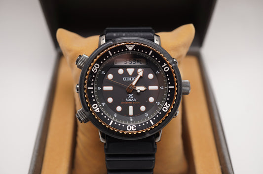 Seiko Prospex SBEQ005 H851 Black Rose Gold Arnie Digital Quartz Watch