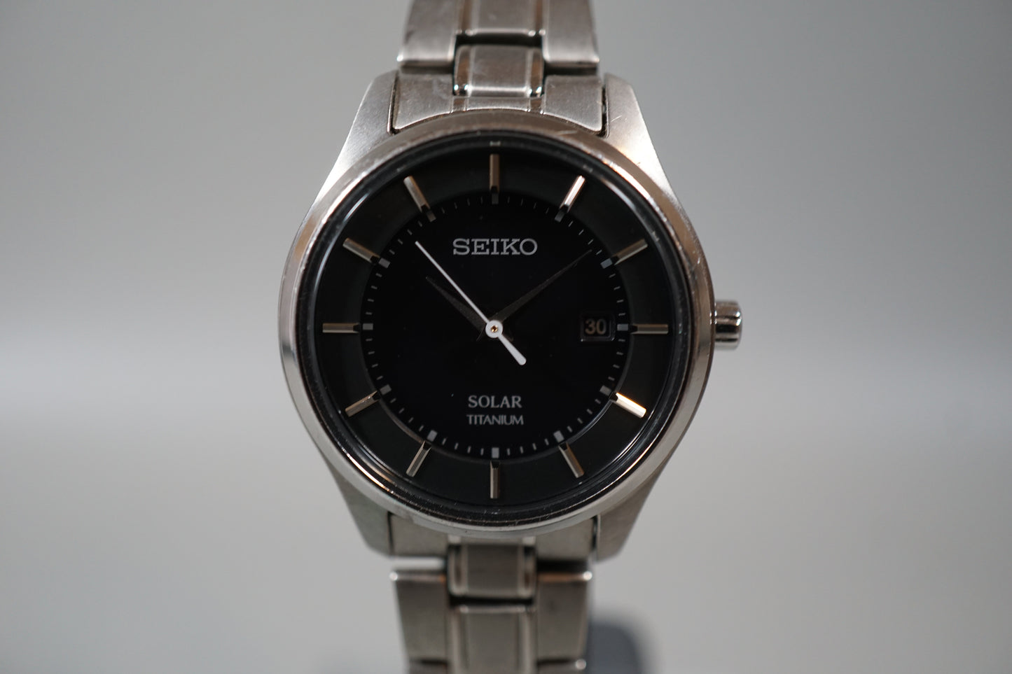 Seiko V137-0CS0 Black Dial Titanium Ladies Solar Quartz