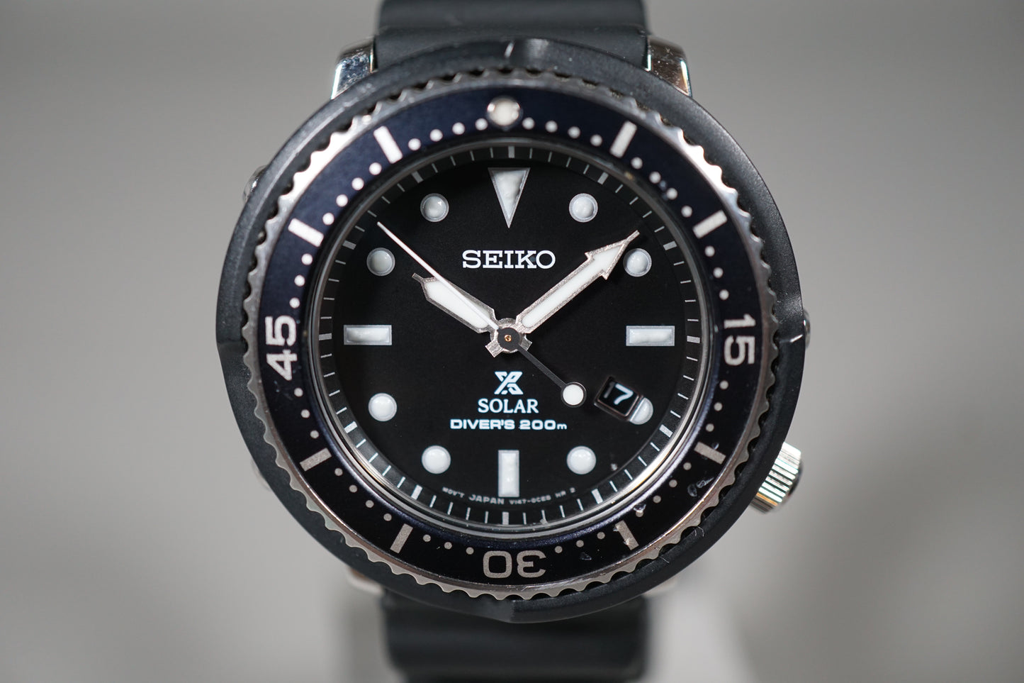 Seiko Prospex STBR007 V147 Lowercase JDM Black Divers Tuna Solar Quartz Watch