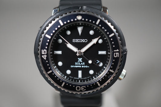 Seiko Prospex STBR007 V147 Lowercase JDM Black Divers Tuna Solar Quartz Watch