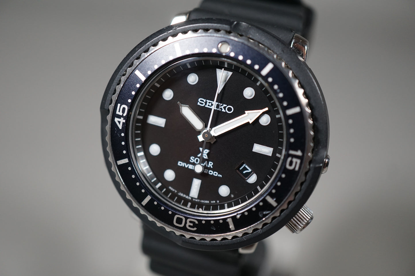 Seiko Prospex STBR007 V147 Lowercase JDM Black Divers Tuna Solar Quartz Watch