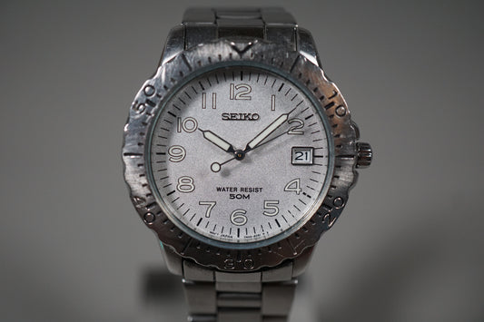 Seiko 7N42-8179 Rare Silver White Dial Quartz Watch