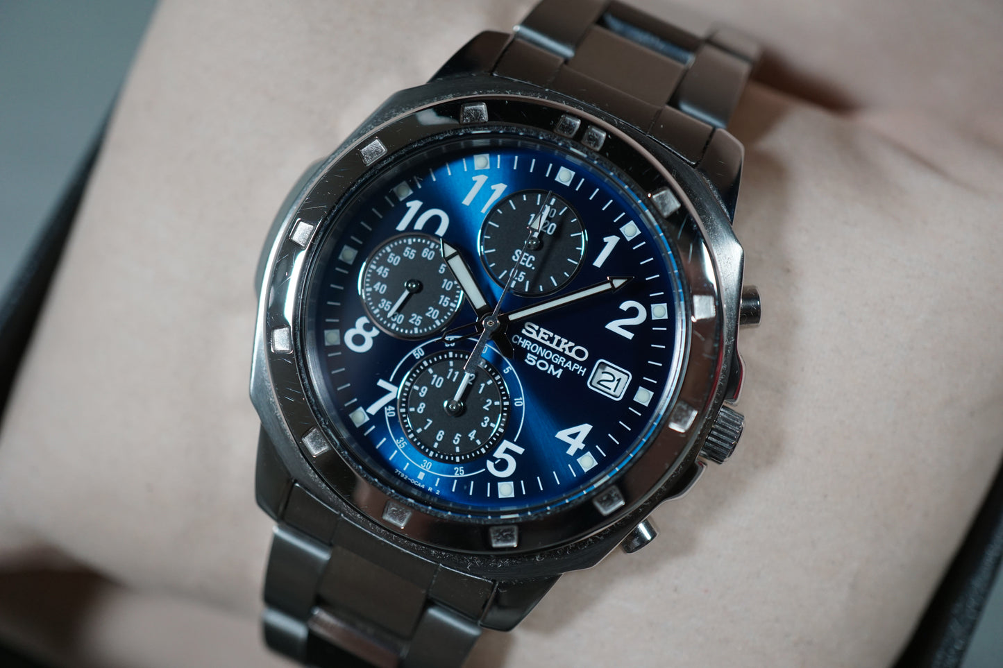 Seiko 7T92-0CA0 Blue Dial Quartz Chronograph Watch