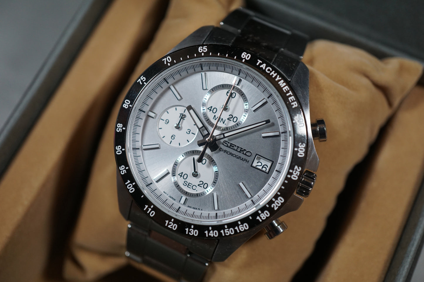 Seiko Spirit SBTR007 8T67 Silver Dial Chronograph Quartz Watch