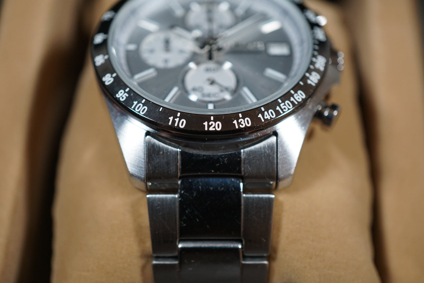 Seiko Spirit SBTR007 8T67 Silver Dial Chronograph Quartz Watch
