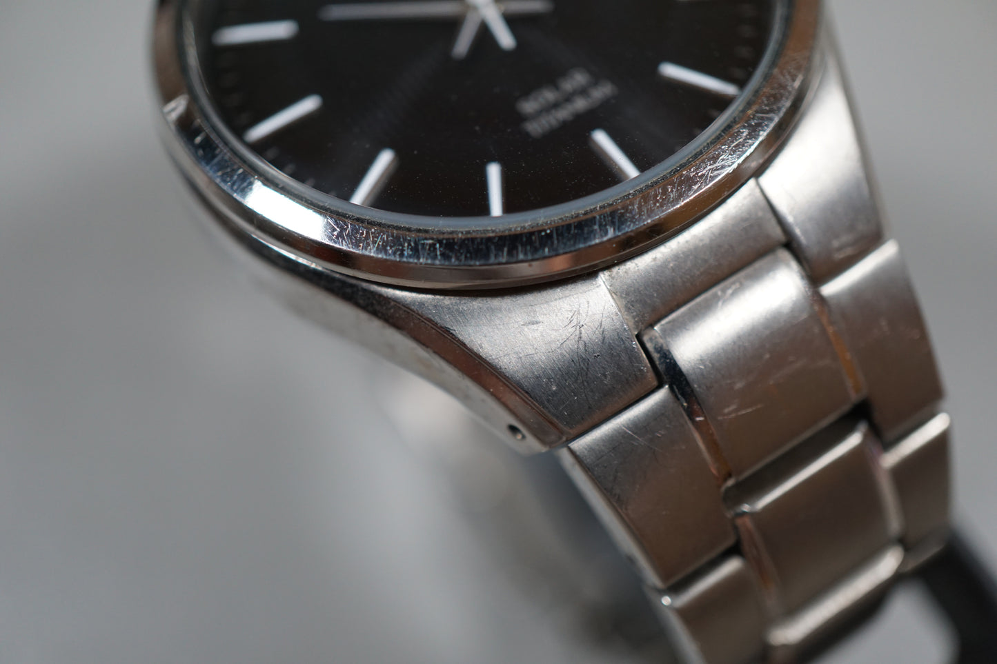Seiko SNE377 V157 Black Dial Titanium Solar Quartz Watch