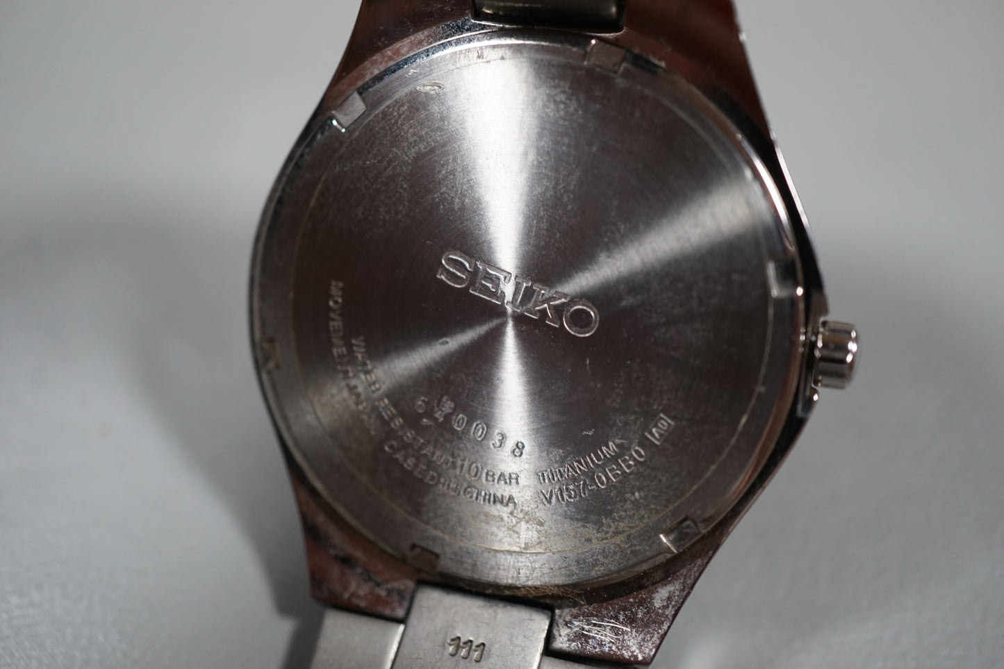 Seiko SNE377 V157 Black Dial Titanium Solar Quartz Watch