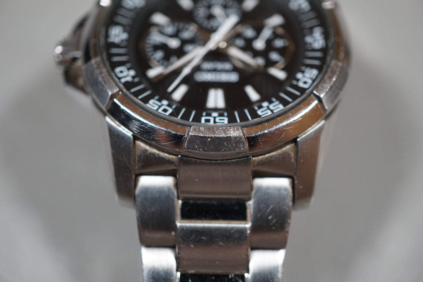 Seiko SNE015P1 V14J Day Date Black Dial Solar Quartz Watch