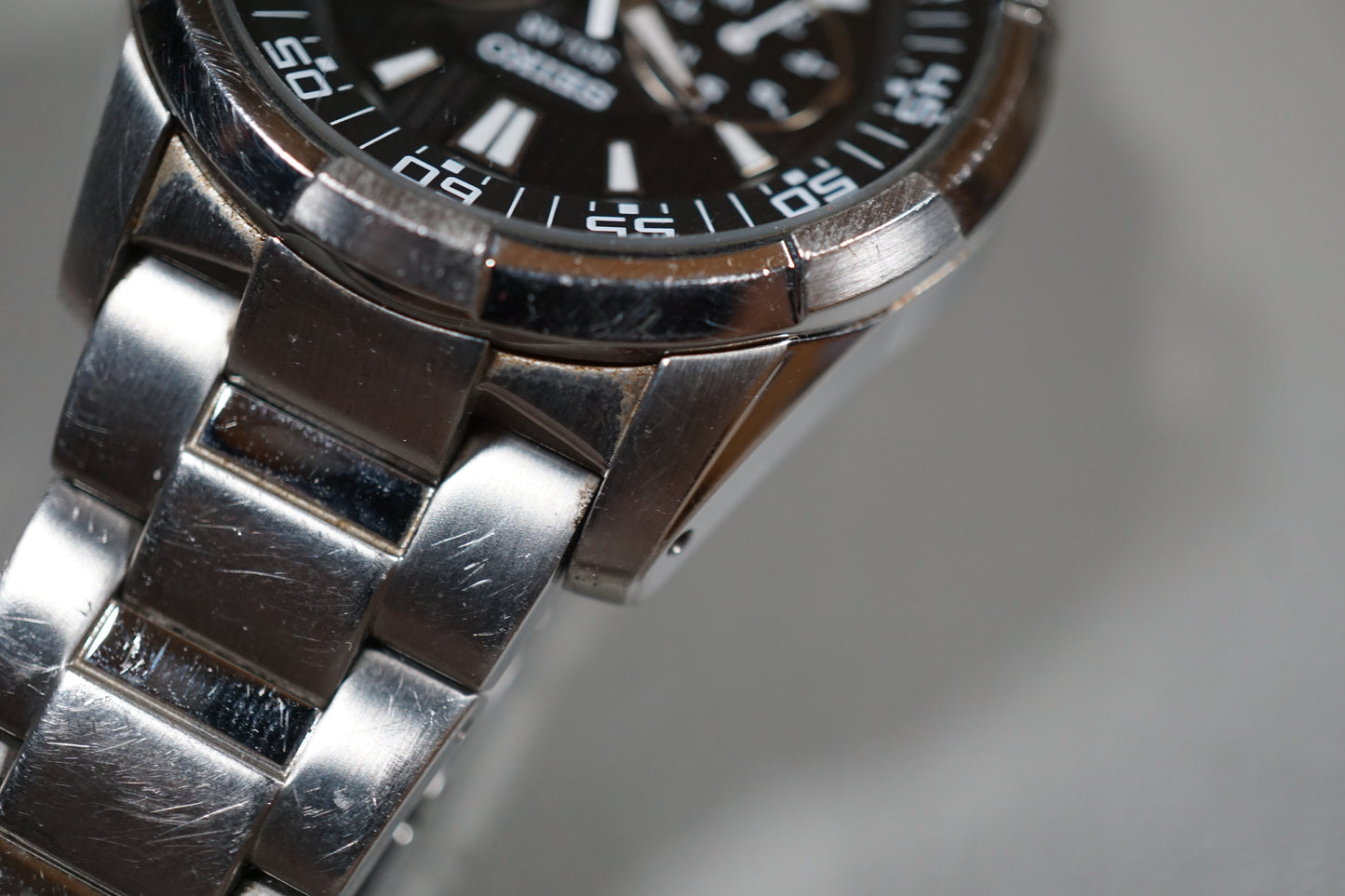 Seiko SNE015P1 V14J Day Date Black Dial Solar Quartz Watch