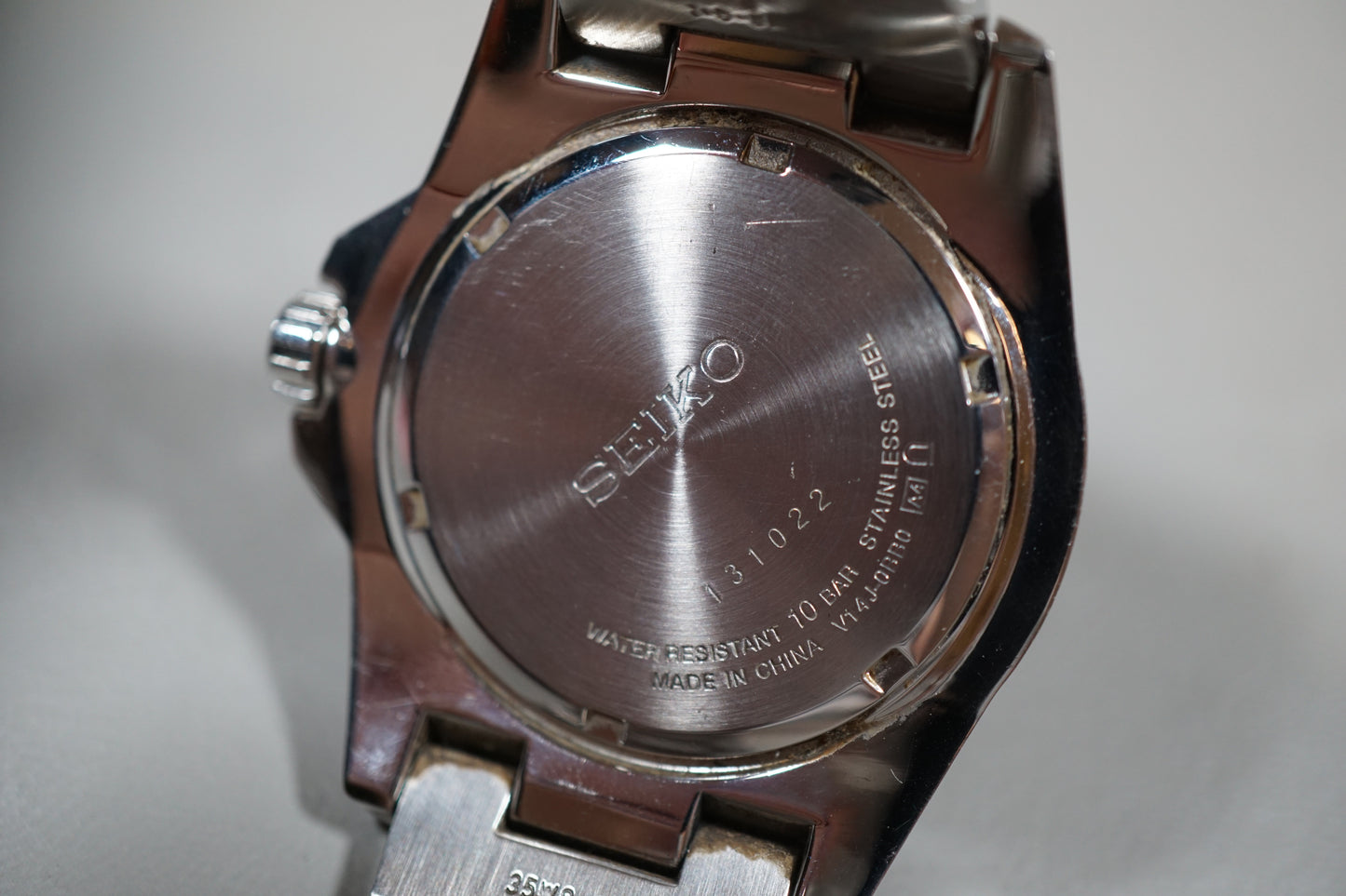 Seiko SNE015P1 V14J Day Date Black Dial Solar Quartz Watch