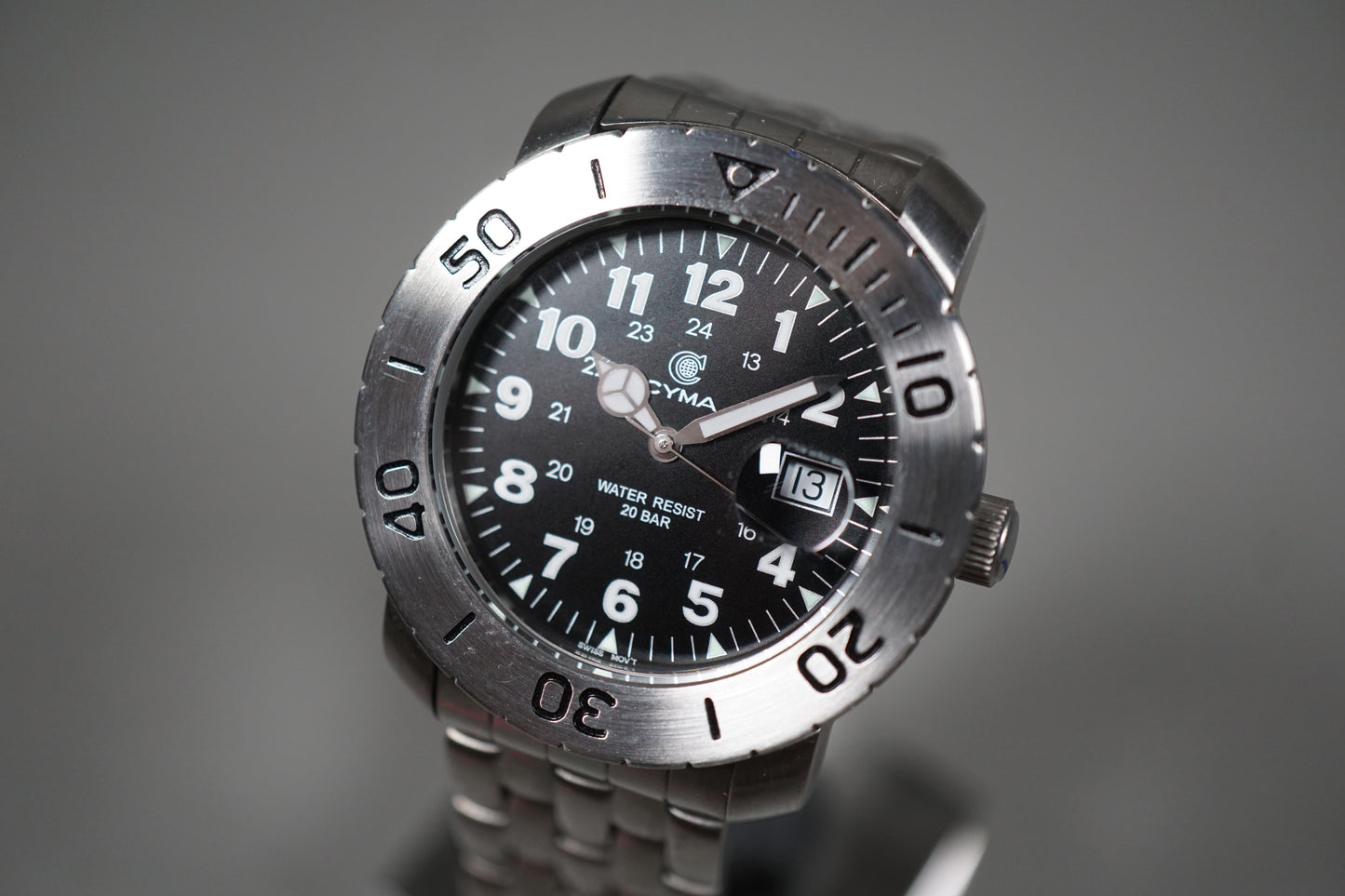 CYMA 931 Swiss Mov't Black Dial Divers Style Quartz Watch