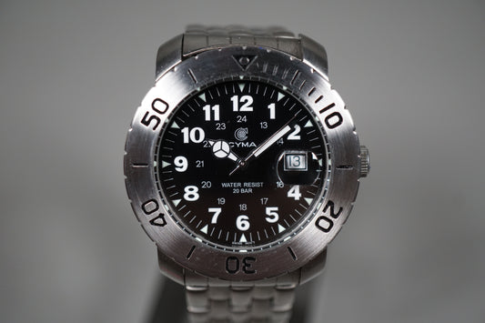 CYMA 931 Swiss Mov't Black Dial Divers Style Quartz Watch