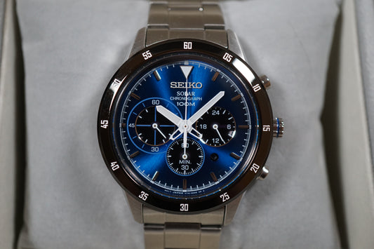 Seiko Criteria SSC333P1 V175 Blue Dial Chronograph Solar Quartz Watch