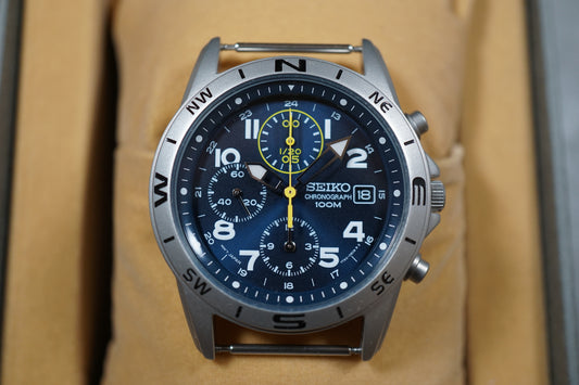 Seiko SND379P2 7T92 Nylon Strap Blue Dial Field Style Chronograph Quartz Watch