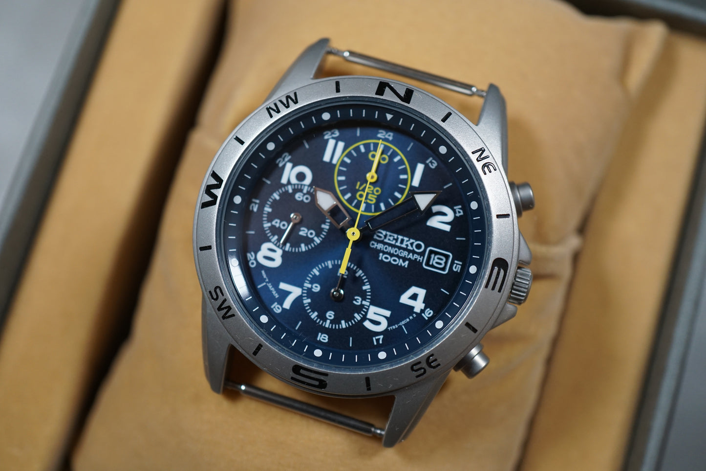 Seiko SND379P2 7T92 Nylon Strap Blue Dial Field Style Chronograph Quartz Watch