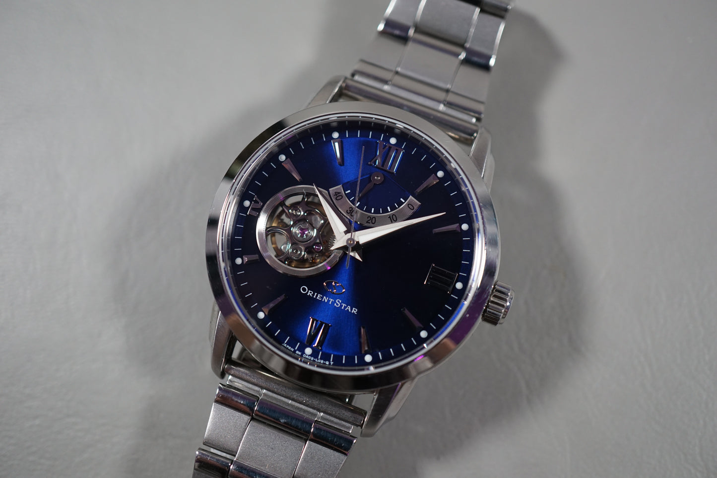 Orient Star DA02-C0-B Open Heart Power Reserve Blue Dial Automatic Watch