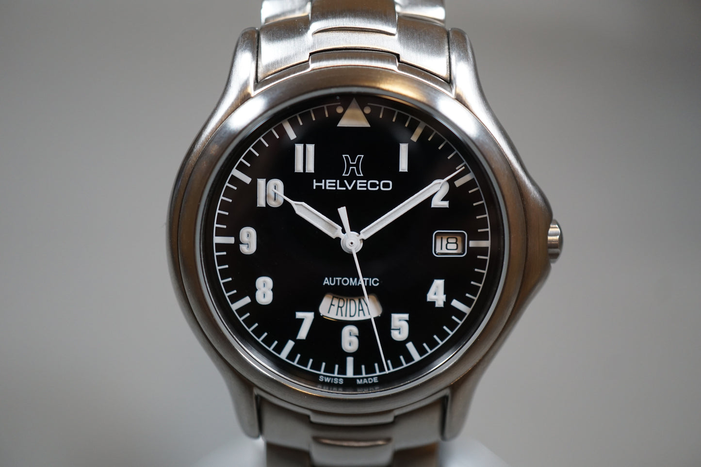 Helveco ETA 2846-2 Black Dial Swiss Day Date Automatic Watch