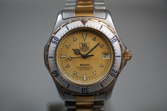 Tag Heuer 2000 Professional 974.013B-1 Gold Dial Two Tone 200M Quartz Watch