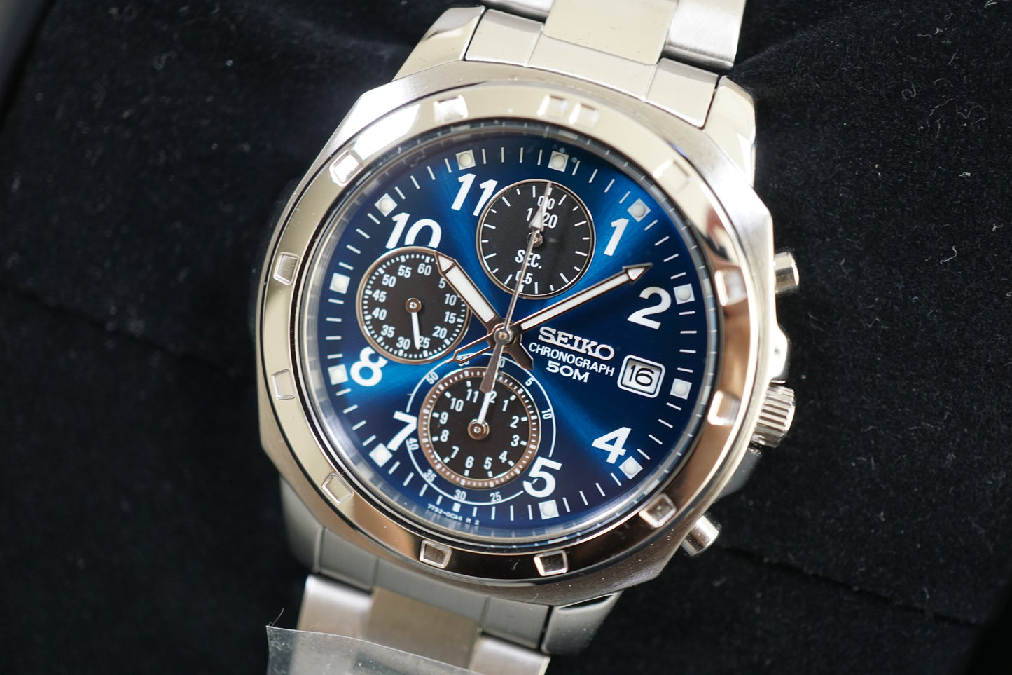 New Seiko SND193P1 7T92 Blue Dial Chronograph Quartz Watch