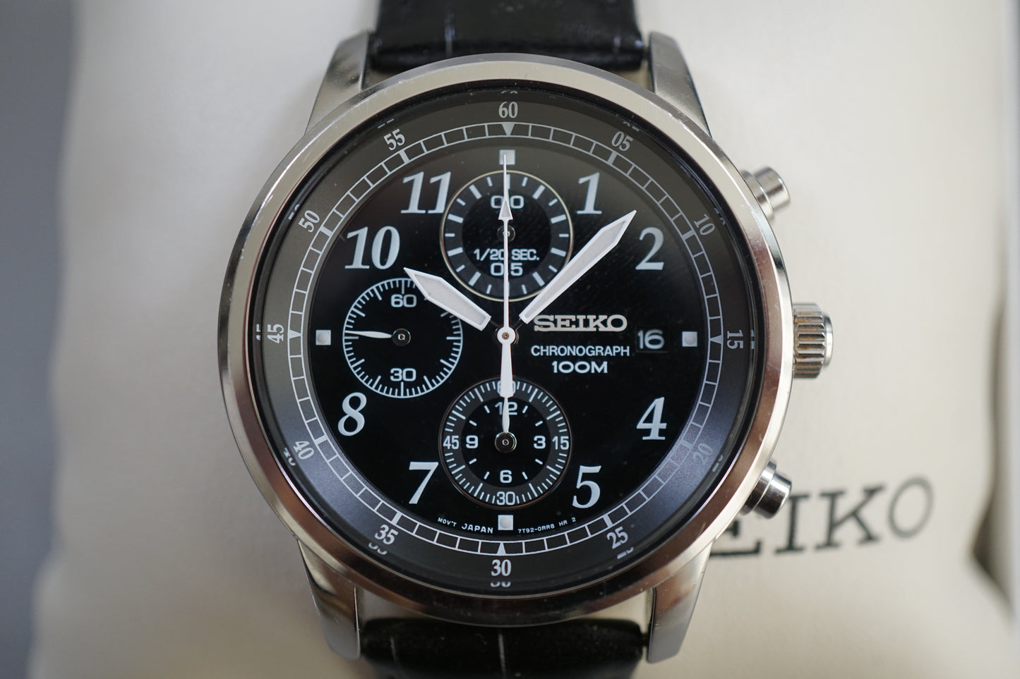Seiko SNDC33 7T92 Black Numeral Dial Chronograph Quartz Watch
