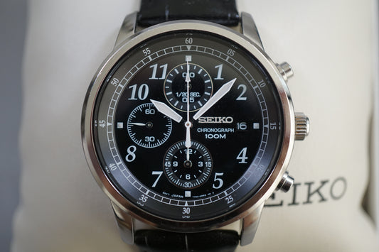 Seiko SNDC33 7T92 Black Numeral Dial Chronograph Quartz Watch
