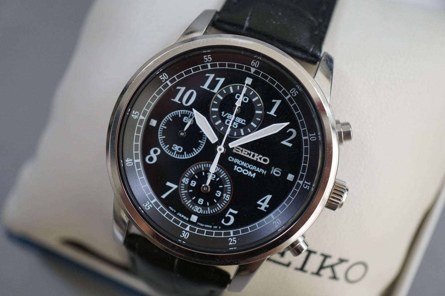 Seiko SNDC33 7T92 Black Numeral Dial Chronograph Quartz Watch