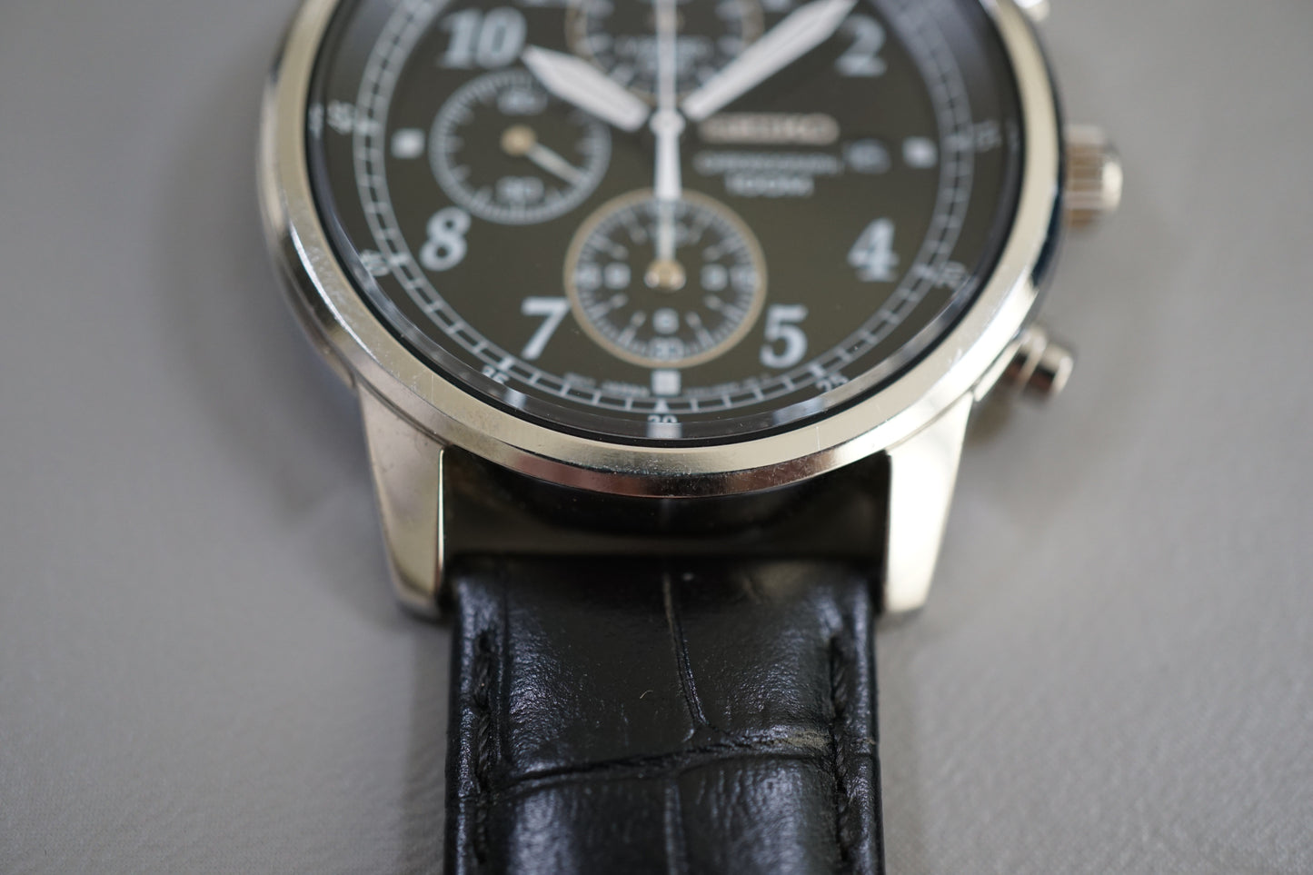 Seiko SNDC33 7T92 Black Numeral Dial Chronograph Quartz Watch