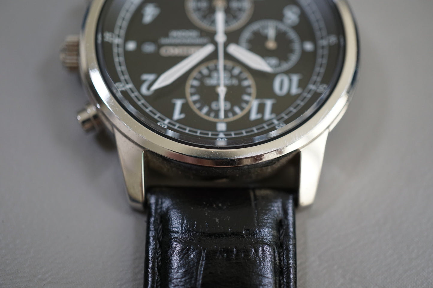 Seiko SNDC33 7T92 Black Numeral Dial Chronograph Quartz Watch