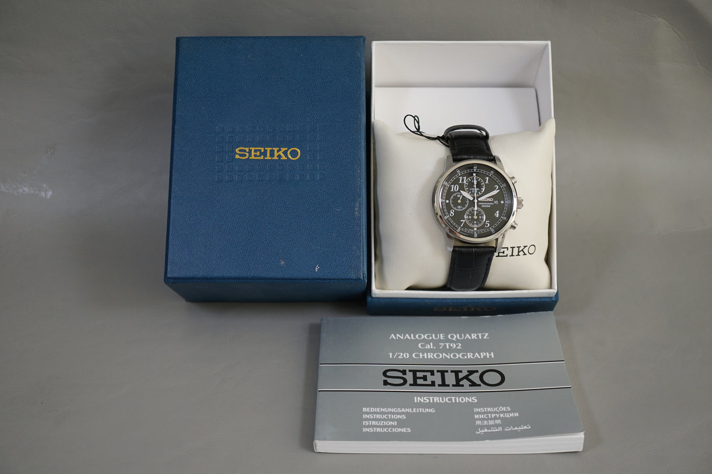 Seiko SNDC33 7T92 Black Numeral Dial Chronograph Quartz Watch