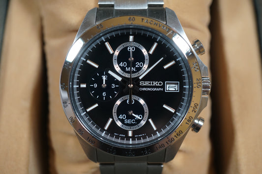 Seiko Spirit SBTR005 8T67 Black Dial Chronograph Quartz Watch