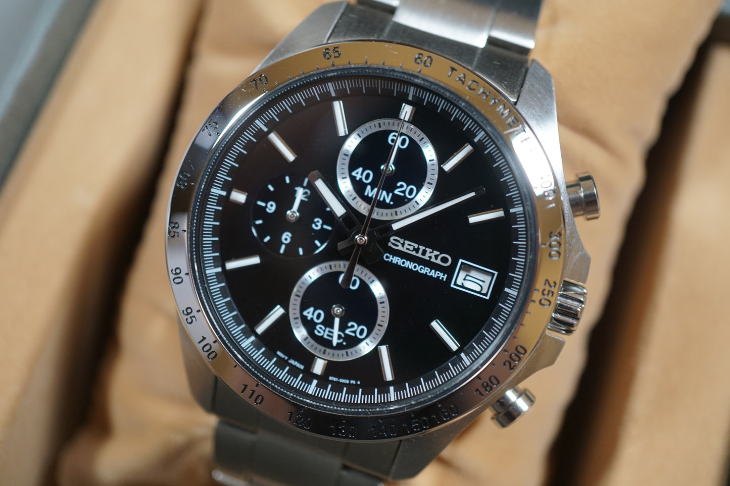 Seiko Spirit SBTR005 8T67 Black Dial Chronograph Quartz Watch