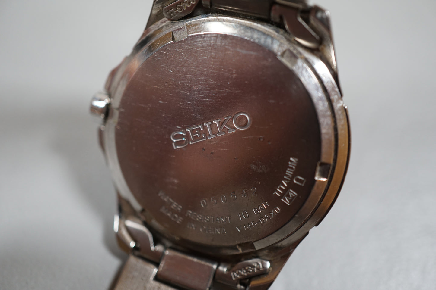 Seiko V145-0AX0 JDM Titanium Case Bracelet Solar Quartz Watch