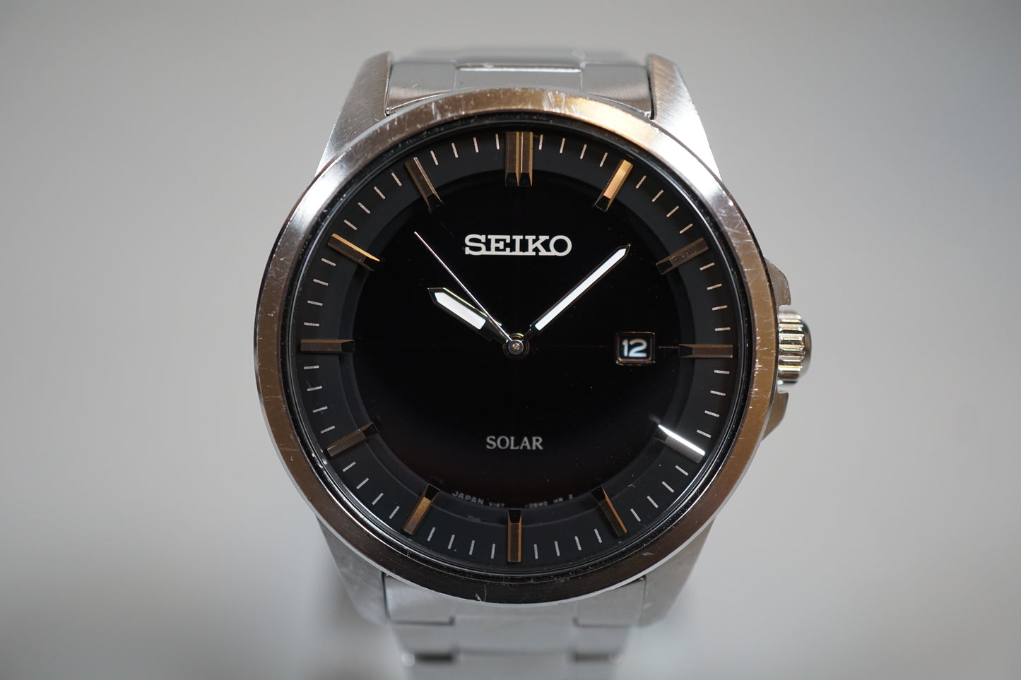 Seiko Selection SBPN091 V147 Black Dial Stainless Steel Solar Quartz Watch