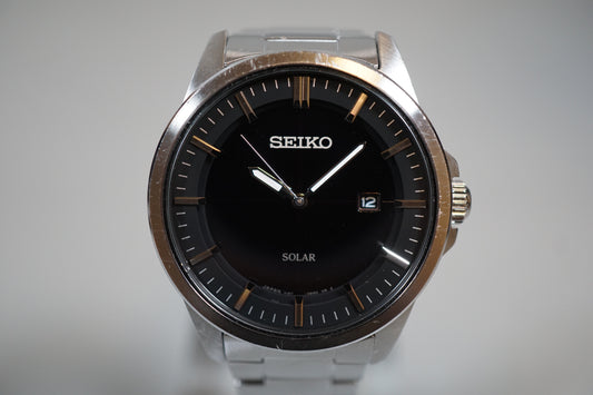 Seiko Selection SBPN091 V147 Black Dial Stainless Steel Solar Quartz Watch