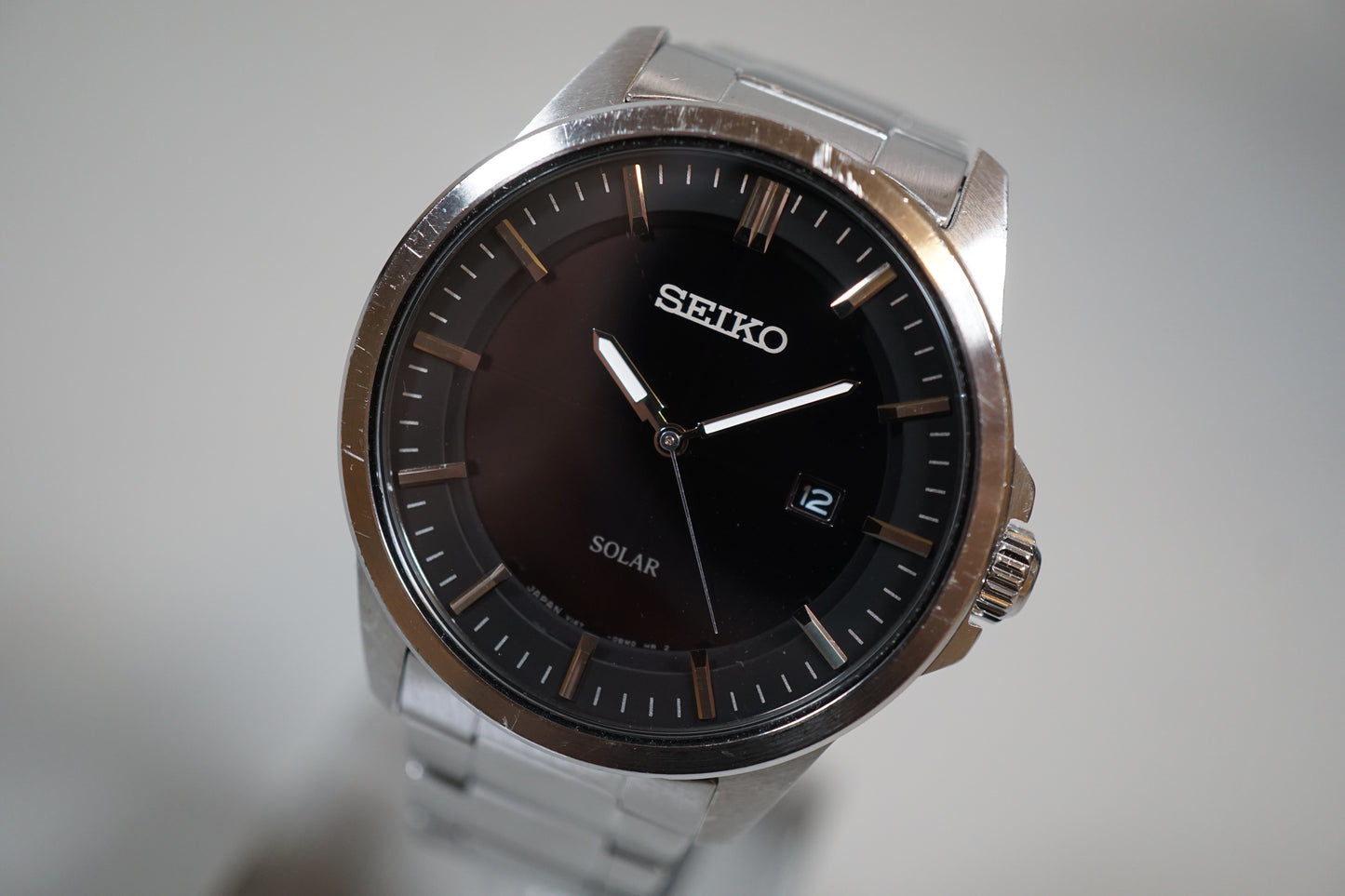 Seiko Selection SBPN091 V147 Black Dial Stainless Steel Solar Quartz Watch