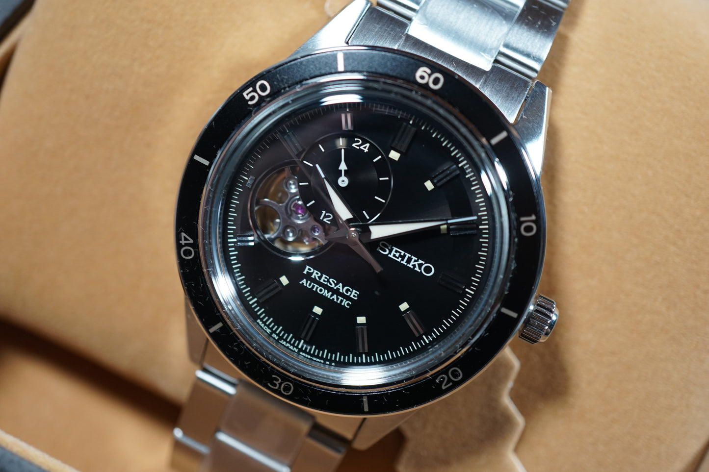 Seiko Presage SARY191 4R39 Black Dial Open Heart Automatic Watch